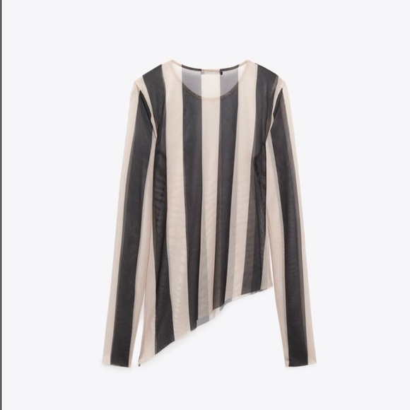 ZARA Sheer Striped Tulle Top - Picture 5 of 11